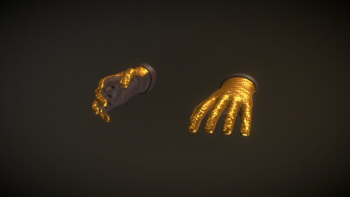 VR Retro Futuristic Gloves 3D Model