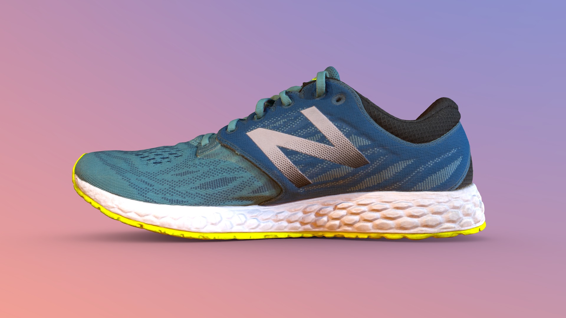 3D model New Balance Fresh Foam Zante v3 - This is a 3D model of the New Balance Fresh Foam Zante v3. The 3D model is about a blue and yellow shoe.