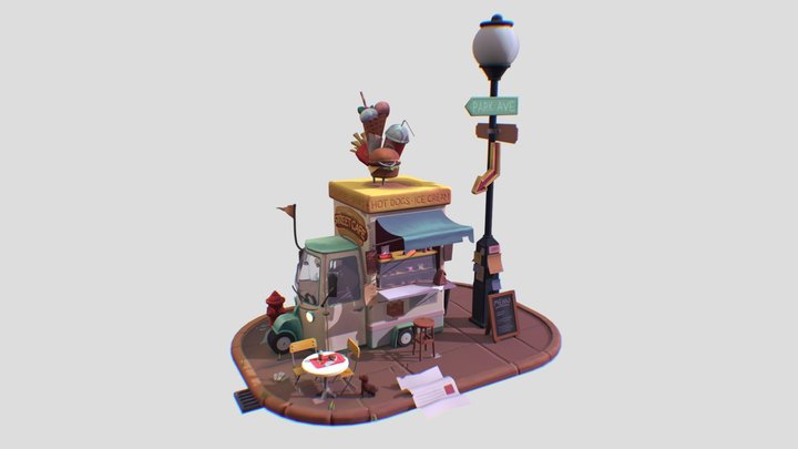 Street cafe 3D Model