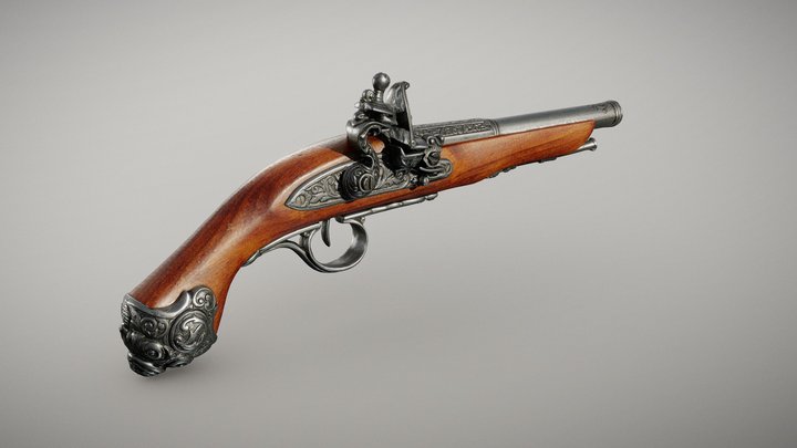 Flintlock Colonial Pistol (2021) 3D Model