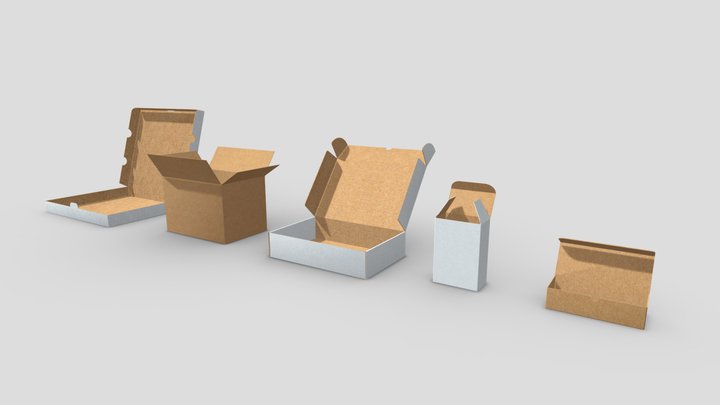 Pack of cardboard Boxes – Free 3D Model STL