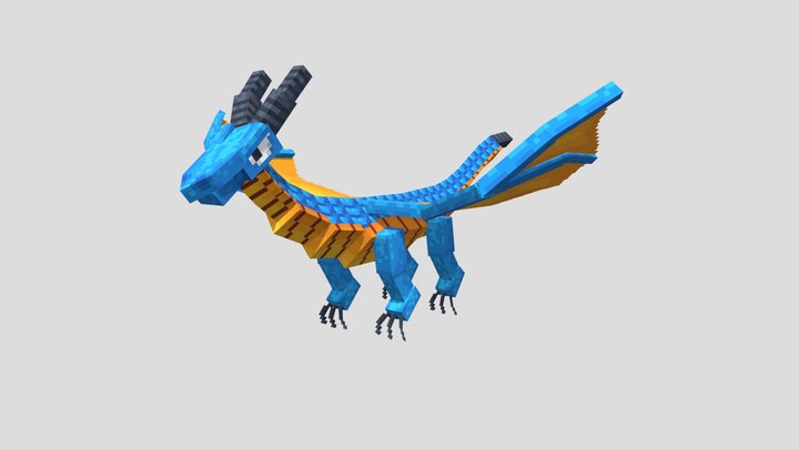 Mega Blue Dragon 3D Model