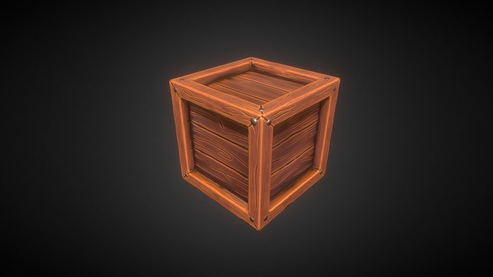 Stylized Wooden Box 3D Model