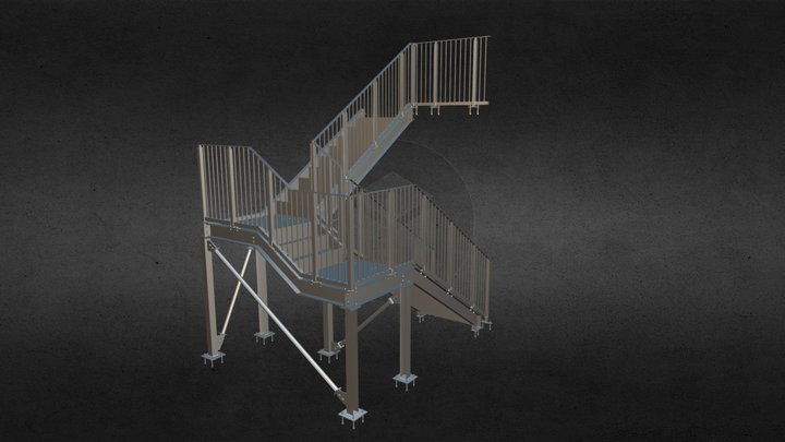 Staircase in Steel 2 3D Model