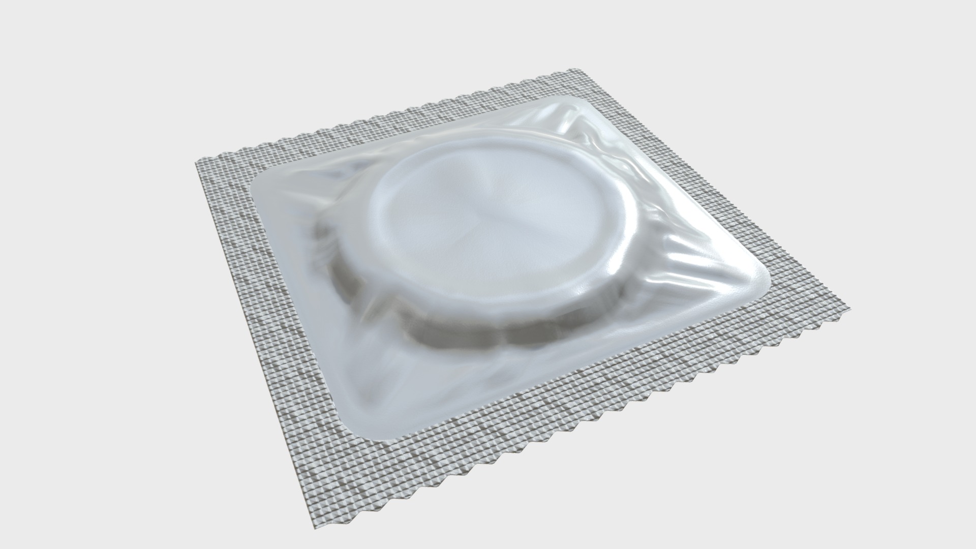 3D model Condom wrapped - This is a 3D model of the Condom wrapped. The 3D model is about a white square with a white circle in the middle.