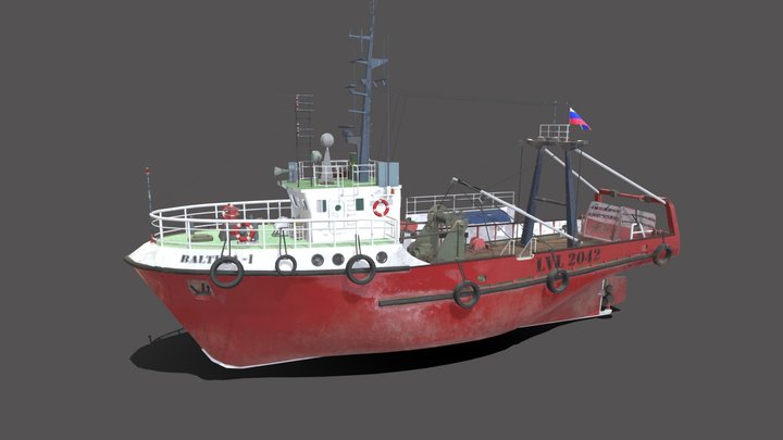 Fishing Trawler PBR 3D Model