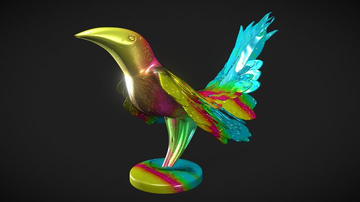 Glass Bird 3D model 3D Model