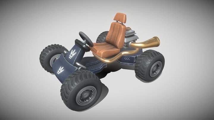 Stylized Kart Blue 3D Model