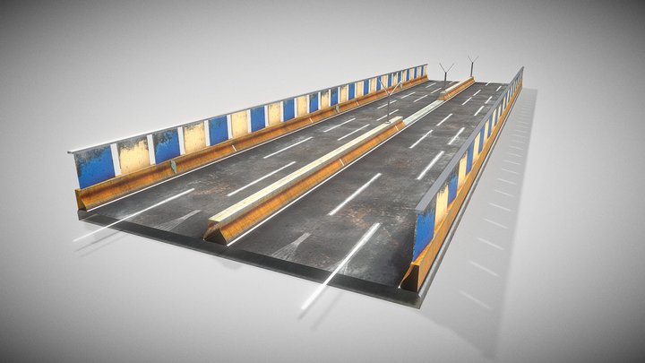 Road bridge segment - Low Poly 3D Model