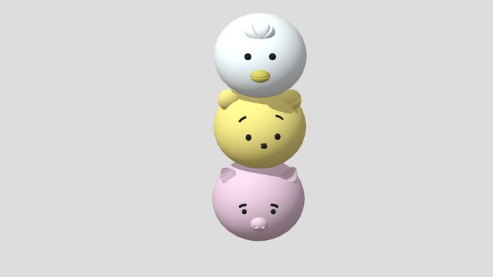 Pig,Winnie,chicken 3D Model