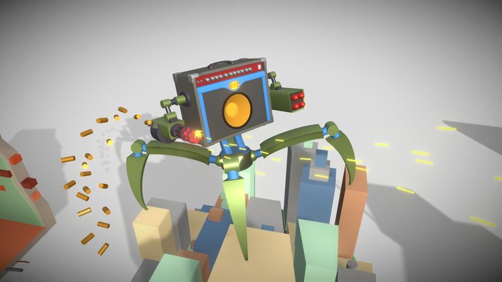 Guitar amp 5 versions 3D Model