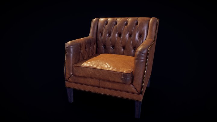 Leather Sofa/Armchair - Chester 3D Model