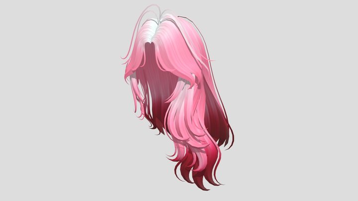 Girl Red And White Hair 3D Model