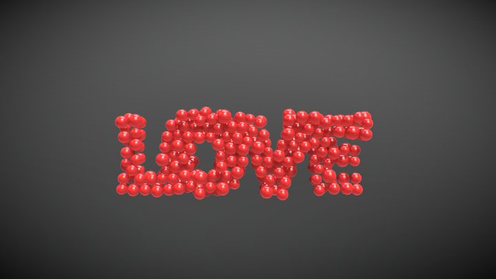 Word "LOVE", forming animation from spheres. 3D Model
