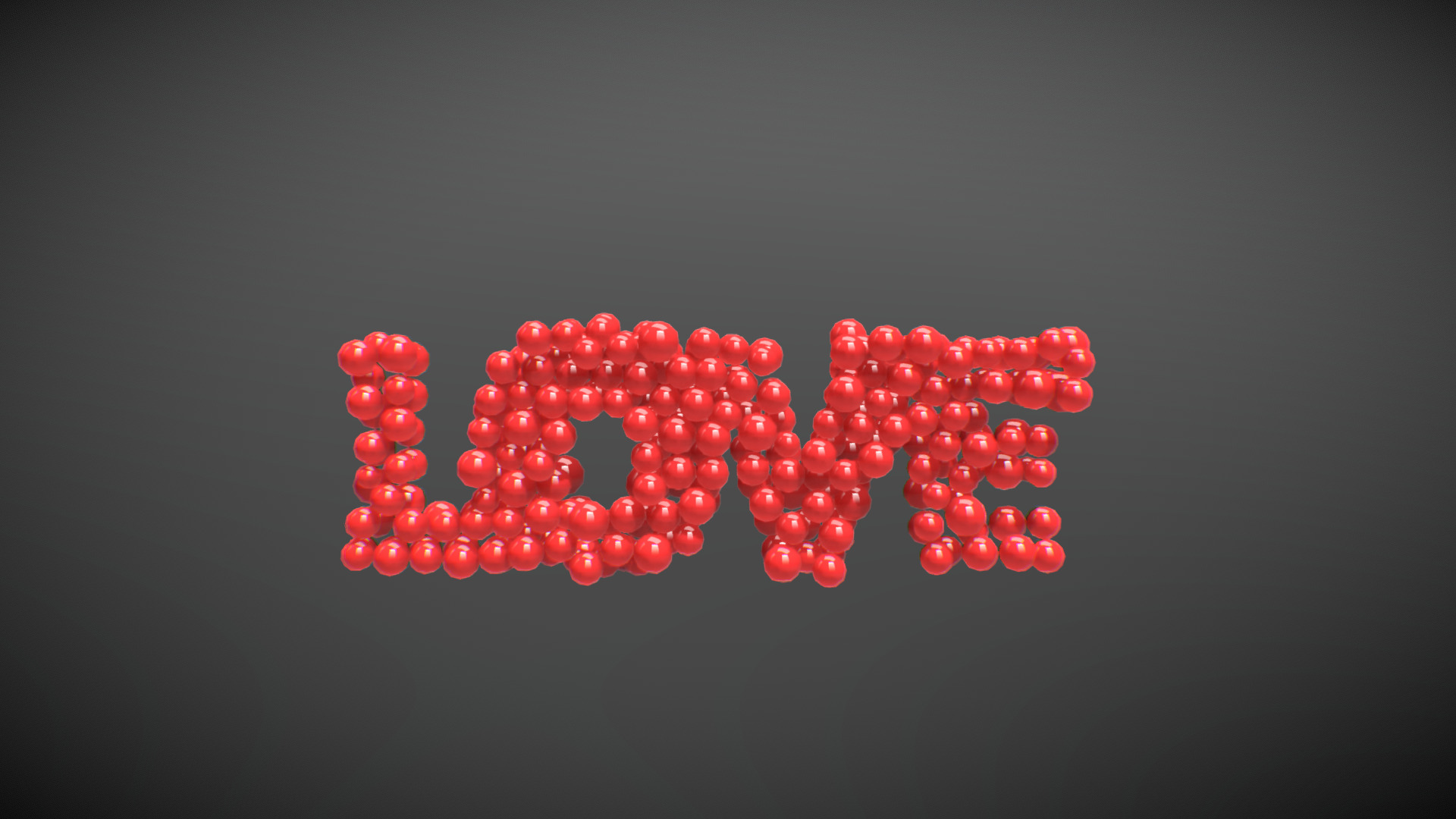 3D model Word "LOVE", forming animation from spheres. - This is a 3D model of the Word "LOVE", forming animation from spheres.. The 3D model is about a pile of red berries.