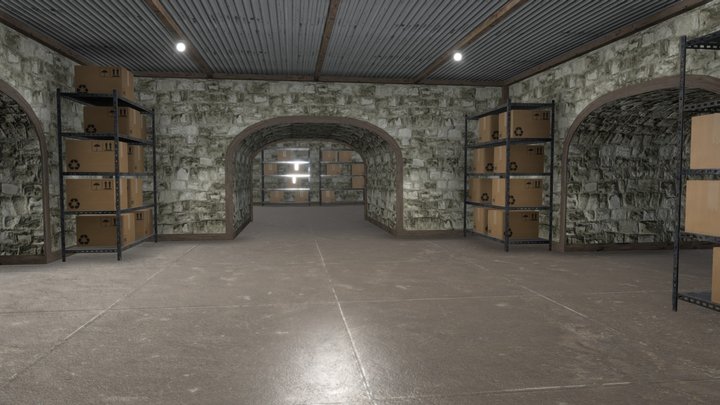 Underground Bunker Warehouse 3D Model