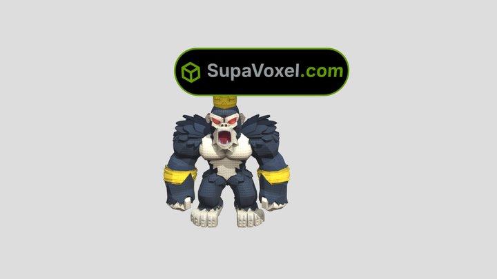 Voxel Gorilla King - Image to 3D - SupaVoxel