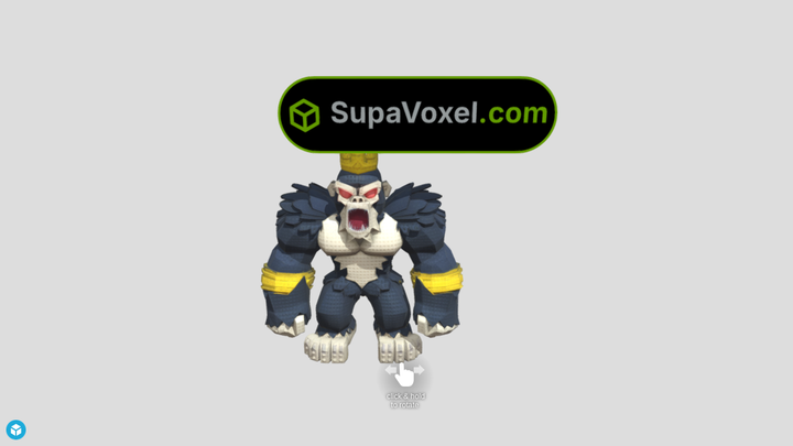 Voxel Gorilla King - Image to 3D - SupaVoxel