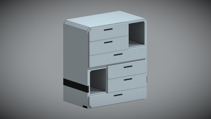 Sci-Fi Furniture Pack AAA: Shelving Unit C 3D Model