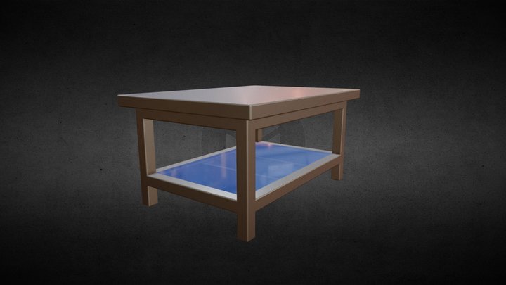 coffee table with glass 3D Model