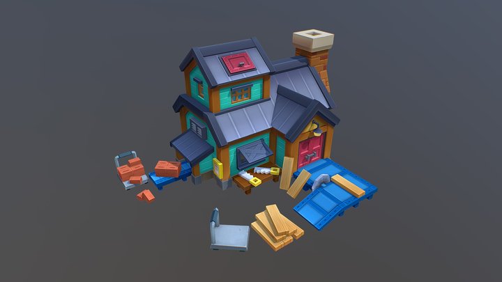 Low poly 3D building -1- 3D Model