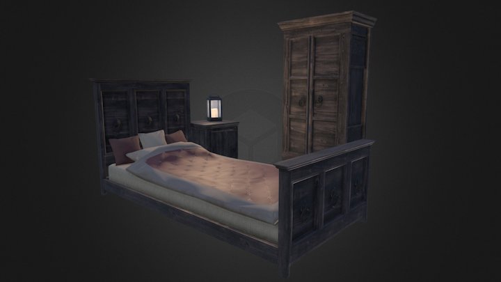 Wooden Bedroom Furniture 3D Model