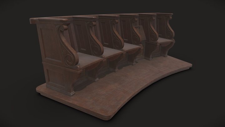 Church Bench 3D Model