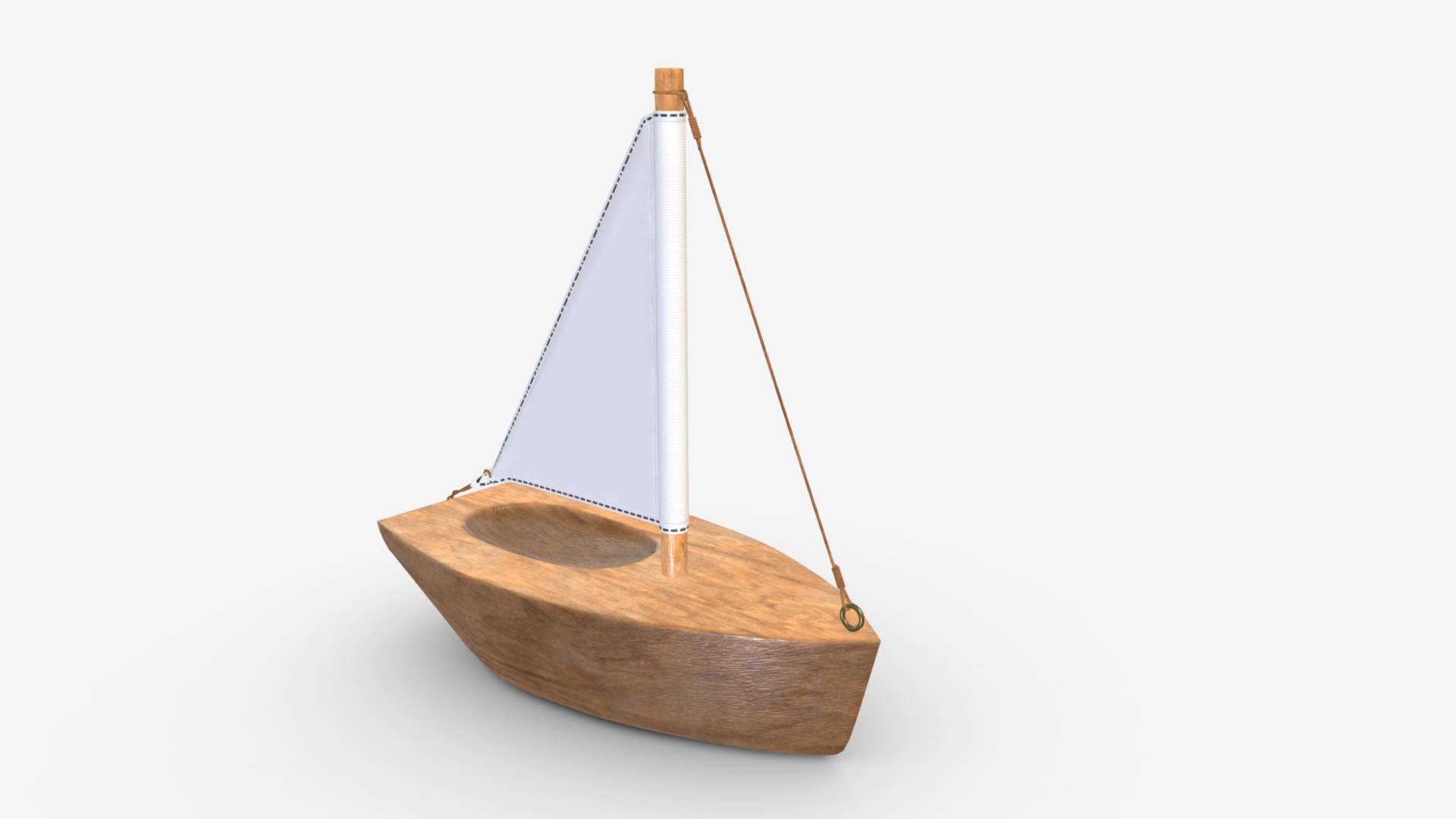 3D model Wooden sailboat - This is a 3D model of the Wooden sailboat. The 3D model is about a wooden boat on a stand.