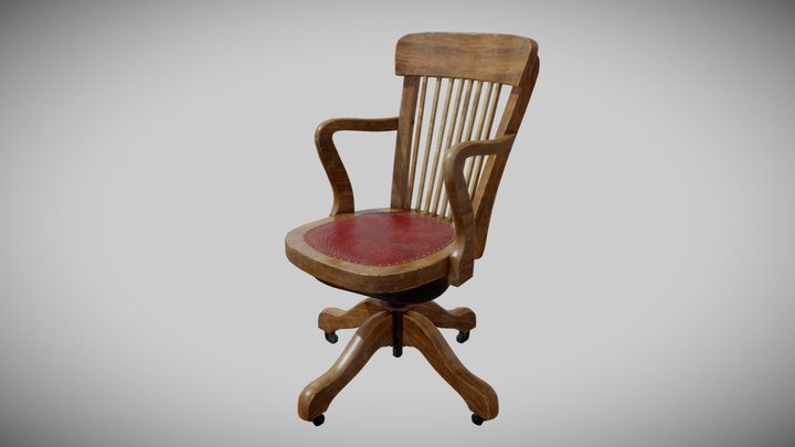 Wooden Office Chair 3D Model
