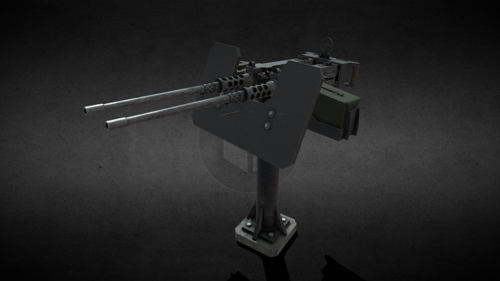 Twin Mounted M2 Browning Turret 3D Model