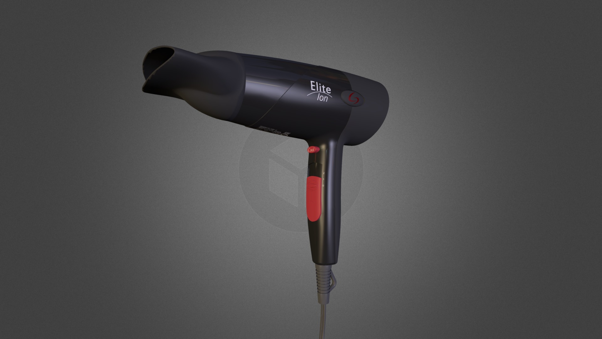 3D model Hair Dryer - This is a 3D model of the Hair Dryer. The 3D model is about a black and red headphone.