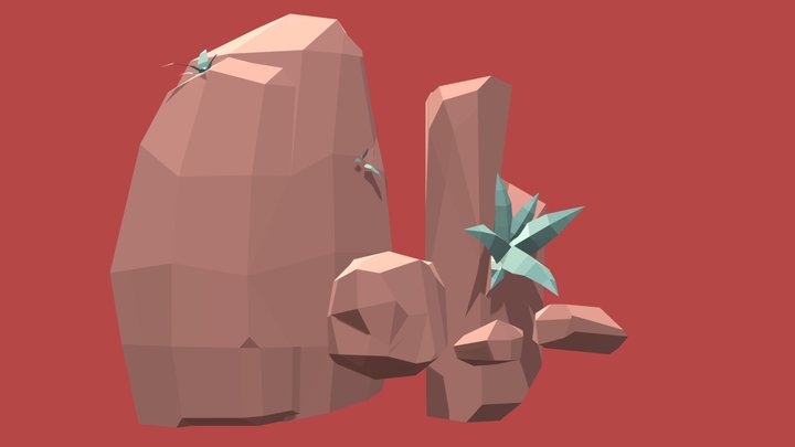 Low poly Desert Rocks asset pack 3D Model