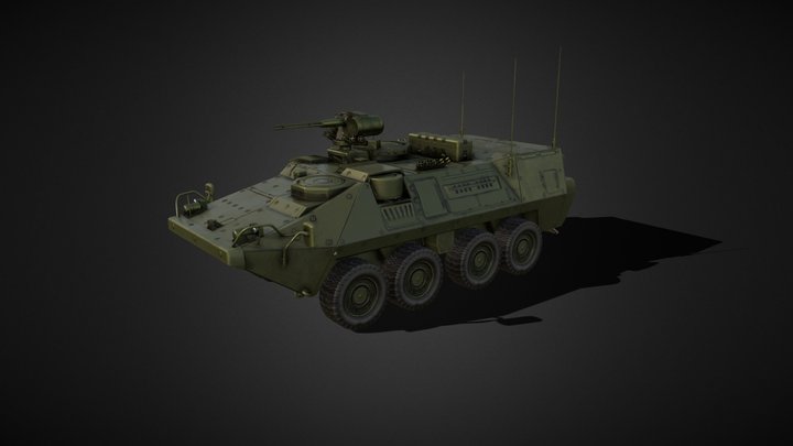 Tank Stryker vehicle Unreal VR PKG 3D Model