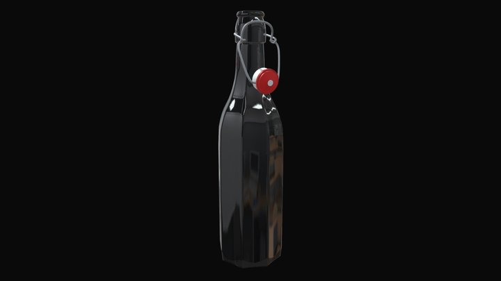 Bottle with bracket closure open 3D Model