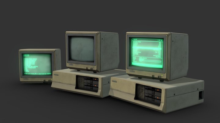 Old Desktop Computers 3D Model
