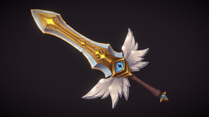 Handpainted Seraphim Angel Sword 3D Model