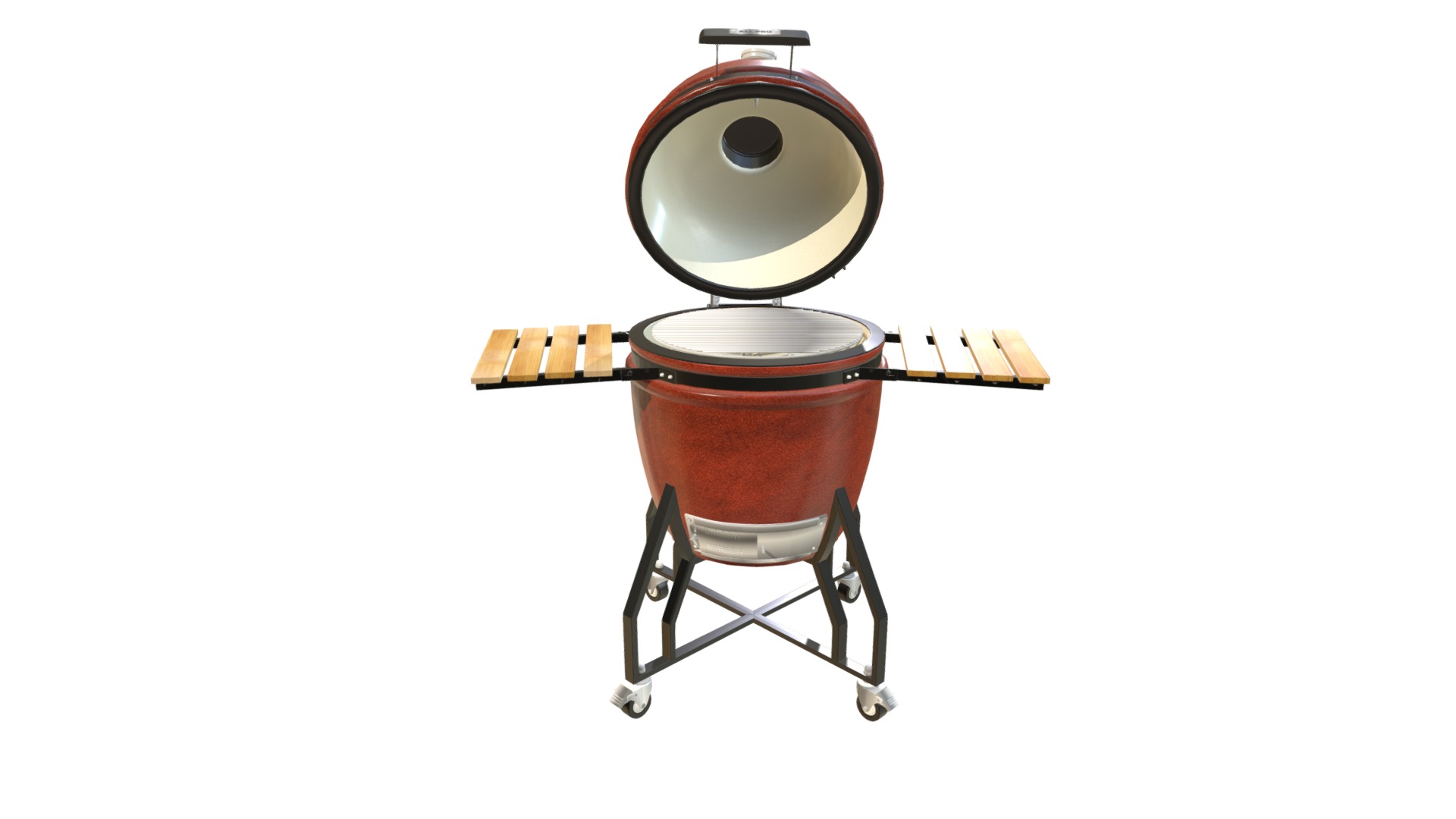 3D model Red Cooker BBQ - This is a 3D model of the Red Cooker BBQ. The 3D model is about a barbecue grill with a wood lid.