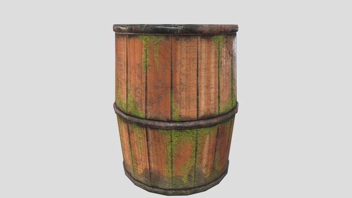 Old Mossy Barrel 3D Model