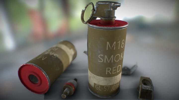 M18 smoke grenade red 3D Model