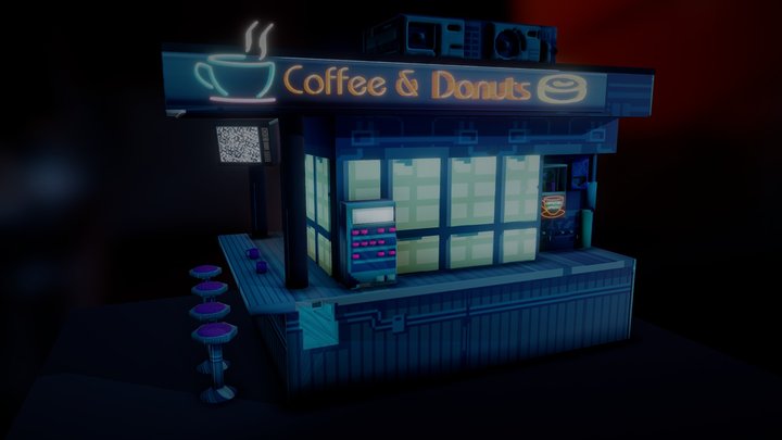 Automated All Night Coffee Stand 3D Model