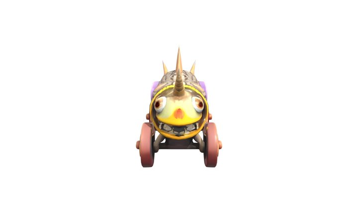 Whimsical wooden creature with pronounced spike 3D Model