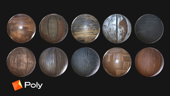 10 Realistic Wood Material Pack - PBR Textures 3D Model