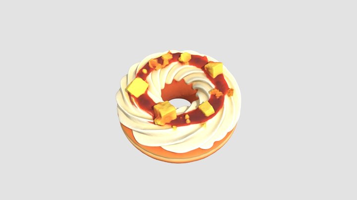 Cream donuts with jam filling and cake crumbs 3D Model