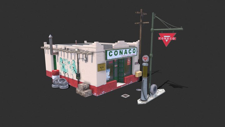 Retro Gas Station 3D Model