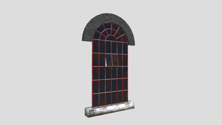 Large arched victorian window 3D Model