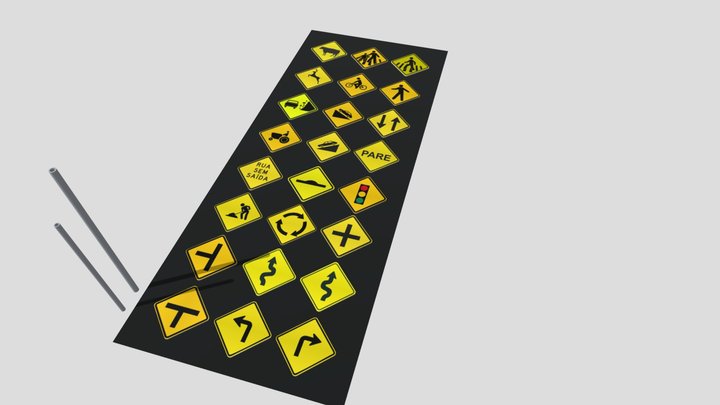 Pack de 24 Placas de Advertência Brasileiras 3D Model