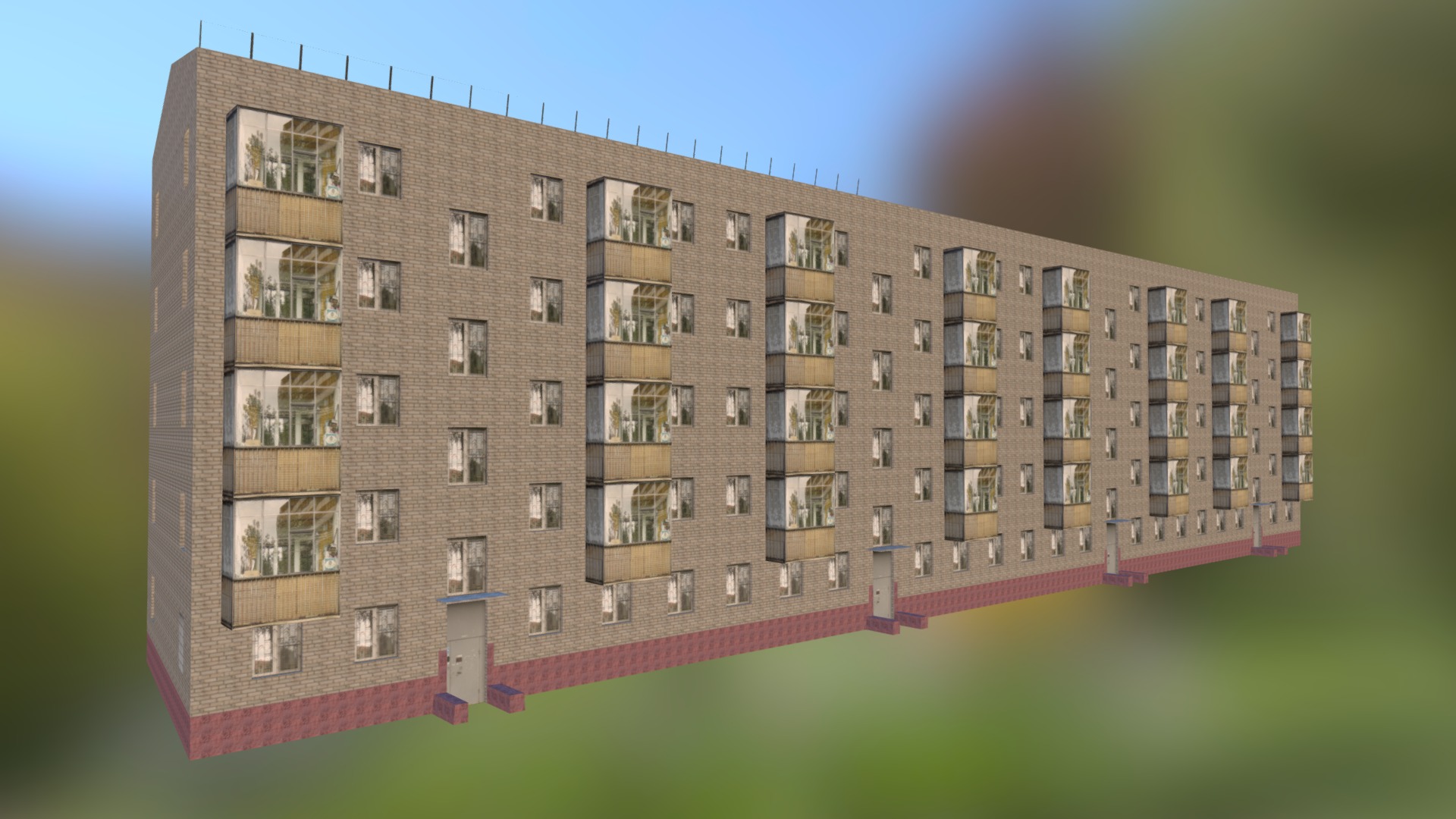 3D model House16k2 - This is a 3D model of the House16k2. The 3D model is about a building with many windows.