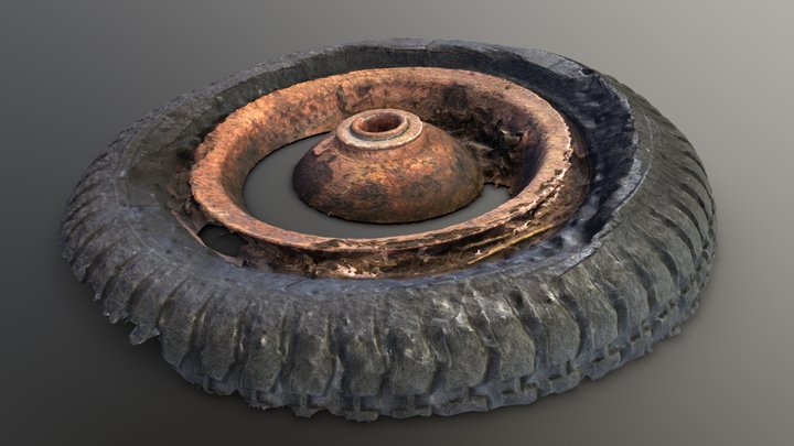 Rusty Barrow Wheel 3D Model