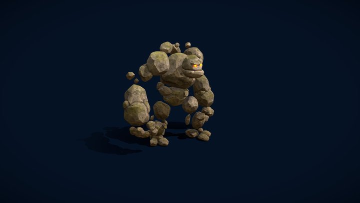 Golem pack ( stone, ice, fire crystal) 3D Model