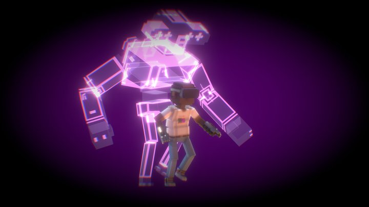 Powergloves + VR Headset - Synth Hunters Game 3D Model